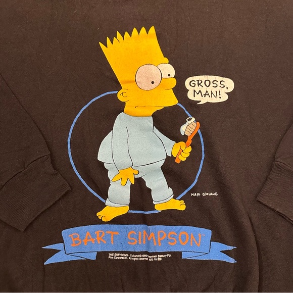 Vintage 1990 SSI The Simpsons Bart Crewneck sz XL 50/50 rare design made in USA - Picture 2 of 6